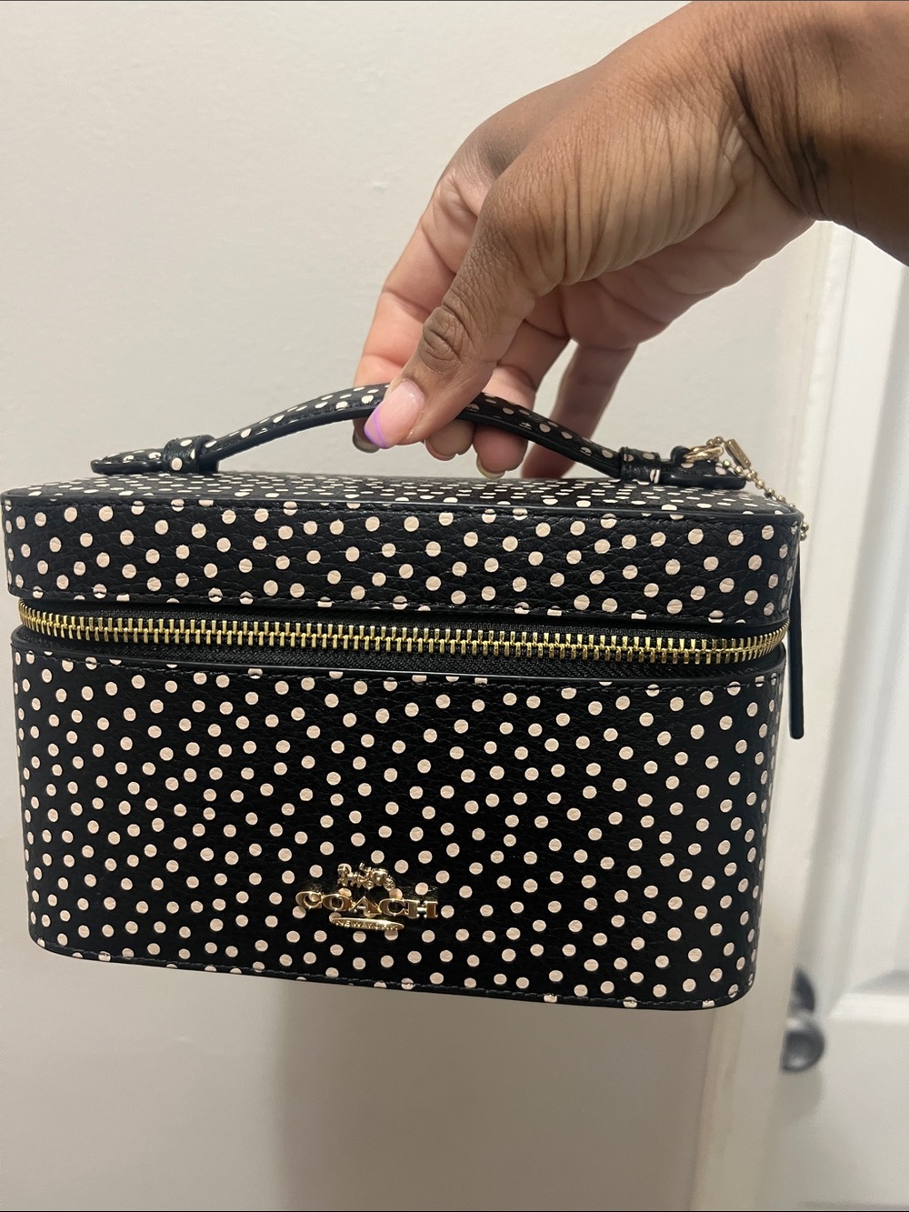 Coach Black with Cream Polka Dot Vanity Case